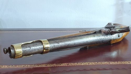 1852 OFFICERS MUZZLE LOADING 16 BORE PERCUSSION WALNUT STOCK SINGLE SHOT HOLSTER PISTOL - ADDITIONAL PHOTO 13
