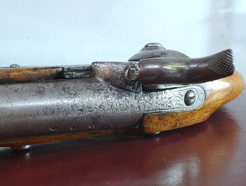 1852 OFFICERS MUZZLE LOADING 16 BORE PERCUSSION WALNUT STOCK SINGLE SHOT HOLSTER PISTOL - ADDITIONAL PHOTO 14