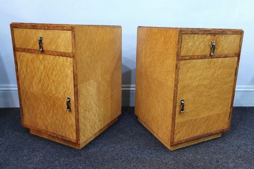 PAIR BIRDS EYE MAPLE ART DECO BEDSIDE CABINETS C1930S - ADDITIONAL PHOTO 3