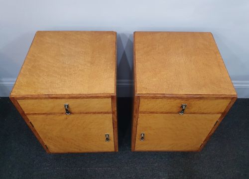 PAIR BIRDS EYE MAPLE ART DECO BEDSIDE CABINETS C1930S - ADDITIONAL PHOTO 2