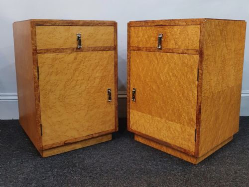 PAIR BIRDS EYE MAPLE ART DECO BEDSIDE CABINETS C1930S - ADDITIONAL PHOTO 1