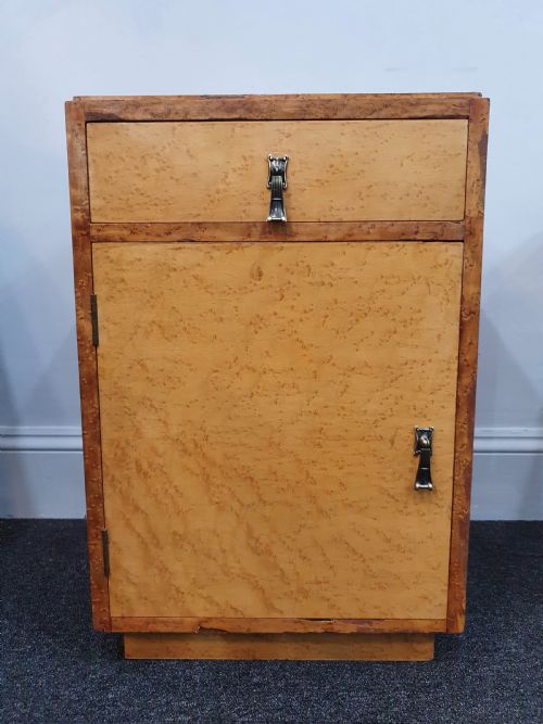 PAIR BIRDS EYE MAPLE ART DECO BEDSIDE CABINETS C1930S - ADDITIONAL PHOTO 4