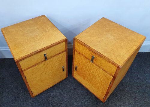 PAIR BIRDS EYE MAPLE ART DECO BEDSIDE CABINETS C1930S - ADDITIONAL PHOTO 5