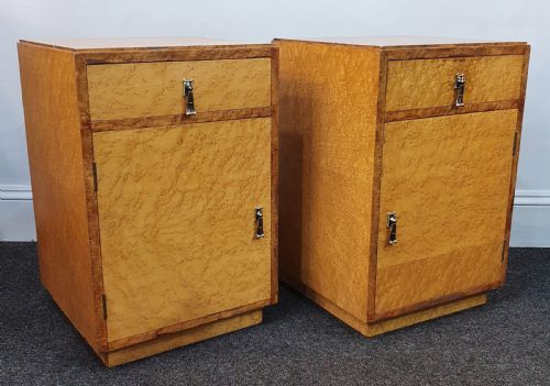 PAIR BIRDS EYE MAPLE ART DECO BEDSIDE CABINETS C1930S - ADDITIONAL PHOTO 6
