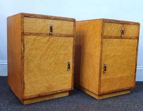 PAIR BIRDS EYE MAPLE ART DECO BEDSIDE CABINETS C1930S - ADDITIONAL PHOTO 9
