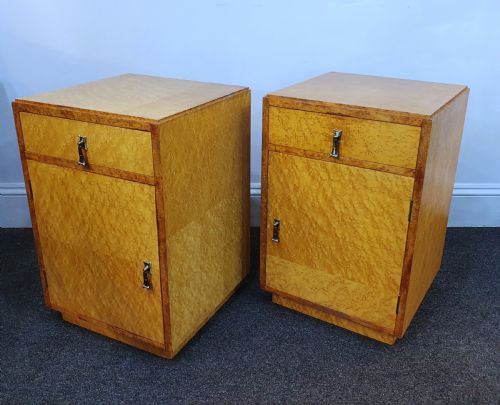 PAIR BIRDS EYE MAPLE ART DECO BEDSIDE CABINETS C1930S - ADDITIONAL PHOTO 10