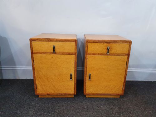 PAIR BIRDS EYE MAPLE ART DECO BEDSIDE CABINETS C1930S - ADDITIONAL PHOTO 14
