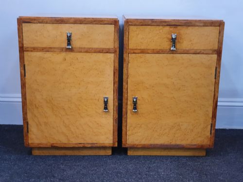 PAIR BIRDS EYE MAPLE ART DECO BEDSIDE CABINETS C1930S - ADDITIONAL PHOTO 15