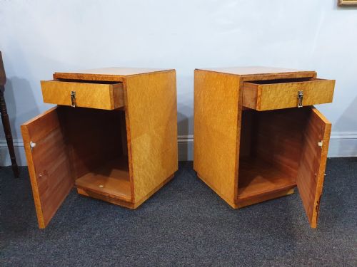 PAIR BIRDS EYE MAPLE ART DECO BEDSIDE CABINETS C1930S - ADDITIONAL PHOTO 16