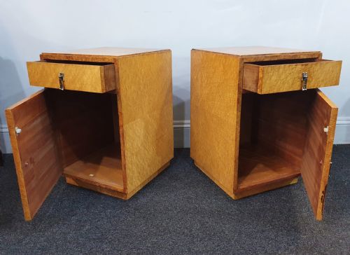 PAIR BIRDS EYE MAPLE ART DECO BEDSIDE CABINETS C1930S - ADDITIONAL PHOTO 17