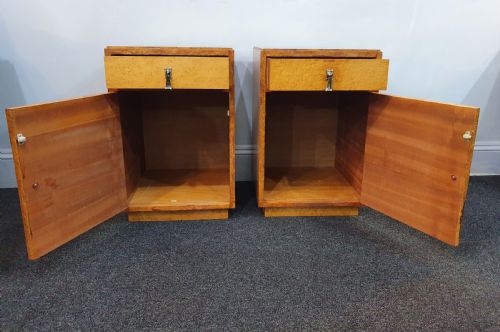 PAIR BIRDS EYE MAPLE ART DECO BEDSIDE CABINETS C1930S - ADDITIONAL PHOTO 18