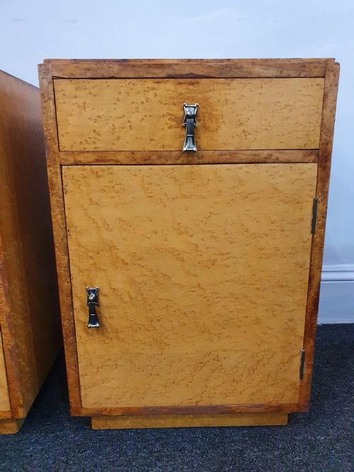 PAIR BIRDS EYE MAPLE ART DECO BEDSIDE CABINETS C1930S - ADDITIONAL PHOTO 12