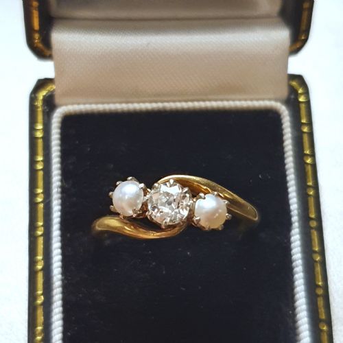 ART DECO PEARL DIAMOND RING ON 9CT GOLD SIZE O - ADDITIONAL PHOTO 1