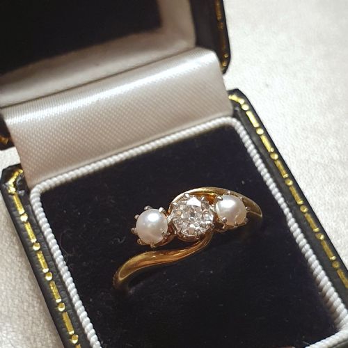 ART DECO PEARL DIAMOND RING ON 9CT GOLD SIZE O - ADDITIONAL PHOTO 2