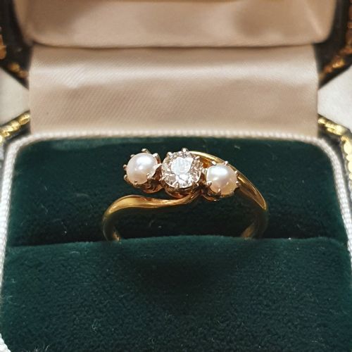 ART DECO PEARL DIAMOND RING ON 9CT GOLD SIZE O - ADDITIONAL PHOTO 4