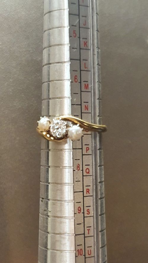 ART DECO PEARL DIAMOND RING ON 9CT GOLD SIZE O - ADDITIONAL PHOTO 6