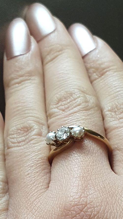 ART DECO PEARL DIAMOND RING ON 9CT GOLD SIZE O - ADDITIONAL PHOTO 7