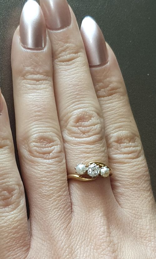 ART DECO PEARL DIAMOND RING ON 9CT GOLD SIZE O - ADDITIONAL PHOTO 8