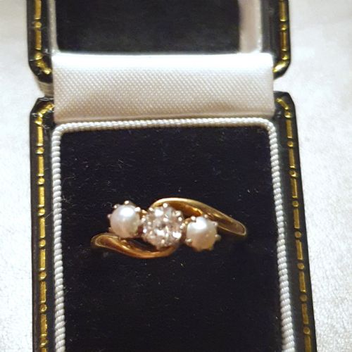 ART DECO PEARL DIAMOND RING ON 9CT GOLD SIZE O - ADDITIONAL PHOTO 11