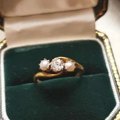 ART DECO PEARL DIAMOND RING ON 9CT GOLD SIZE O - ADDITIONAL PHOTO 13