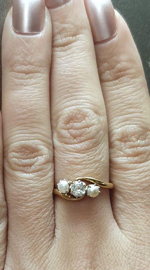 ART DECO PEARL DIAMOND RING ON 9CT GOLD SIZE O - ADDITIONAL PHOTO 14