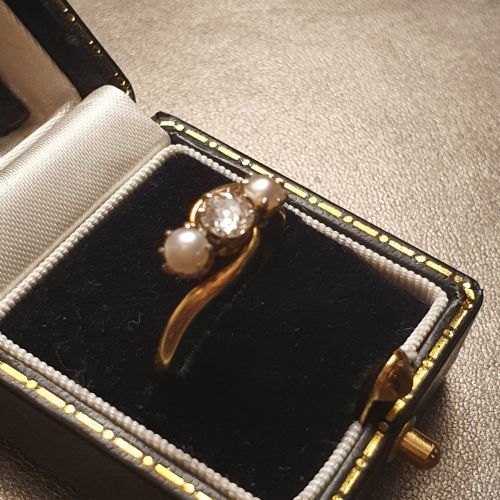 ART DECO PEARL DIAMOND RING ON 9CT GOLD SIZE O - ADDITIONAL PHOTO 9