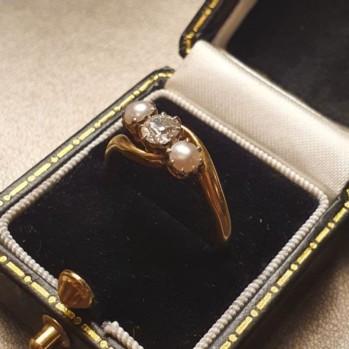 ART DECO PEARL DIAMOND RING ON 9CT GOLD SIZE O - ADDITIONAL PHOTO 12