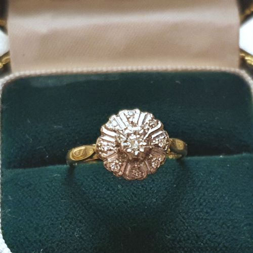 ART DECO 18CT GOLD DIAMOND RING SIZE K - ADDITIONAL PHOTO 1