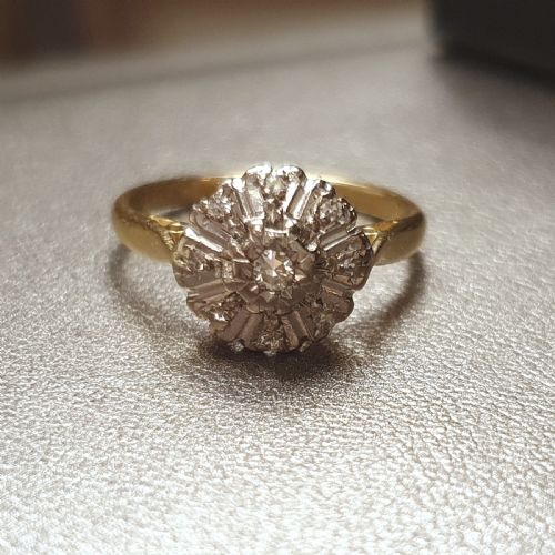 ART DECO 18CT GOLD DIAMOND RING SIZE K - ADDITIONAL PHOTO 2