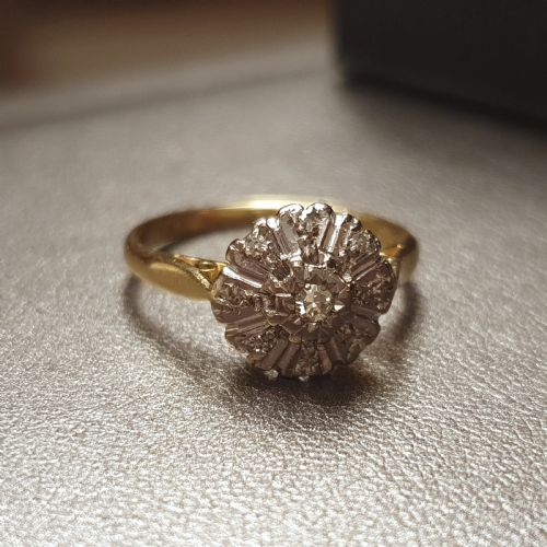ART DECO 18CT GOLD DIAMOND RING SIZE K - ADDITIONAL PHOTO 3