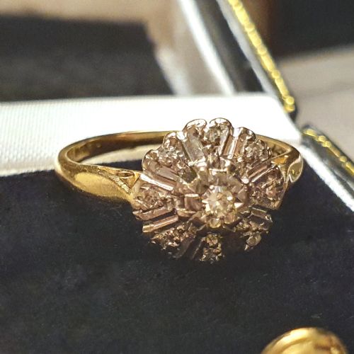 ART DECO 18CT GOLD DIAMOND RING SIZE K - ADDITIONAL PHOTO 4