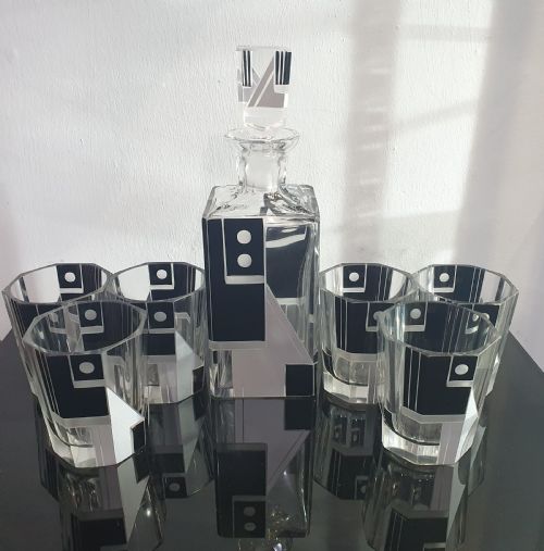 karl palda original art deco decanter set - CATEGORY: ANTIQUE GLASS - DATED 1930