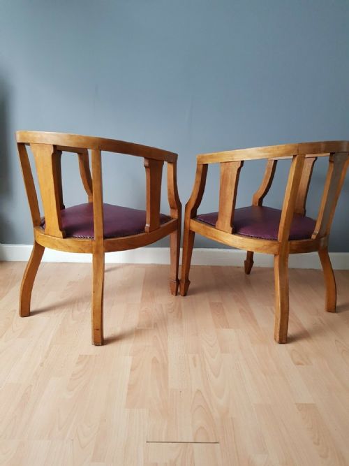 A PAIR OF ART DECO OAK CLUB CHAIRS C1930 - ADDITIONAL PHOTO 1