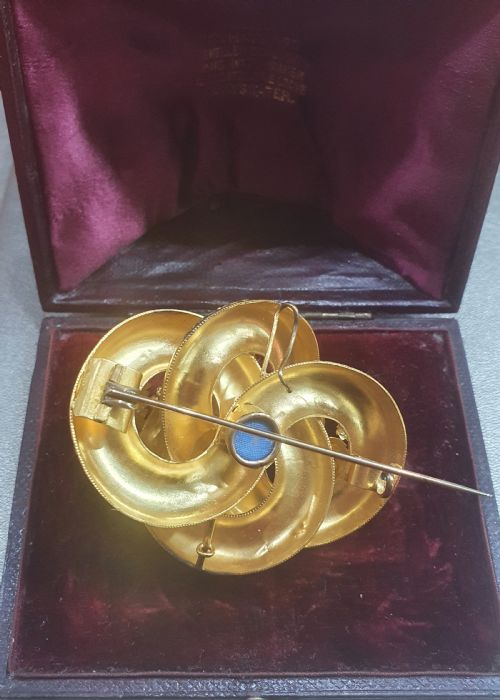 VICTORIAN 15CT GOLD BROOCH PENDANT AMETHYST CRYSTALLINE IN ORIGINAL DOMED BOX - ADDITIONAL PHOTO 8