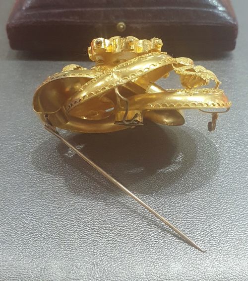 VICTORIAN 15CT GOLD BROOCH PENDANT AMETHYST CRYSTALLINE IN ORIGINAL DOMED BOX - ADDITIONAL PHOTO 9