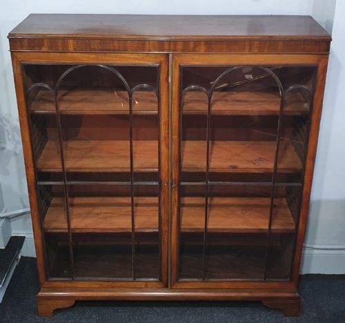 late 19th century glazed mahogany adjustable shelved bookcase - CATEGORY: ANTIQUE BOOKCASES - DATED 1880