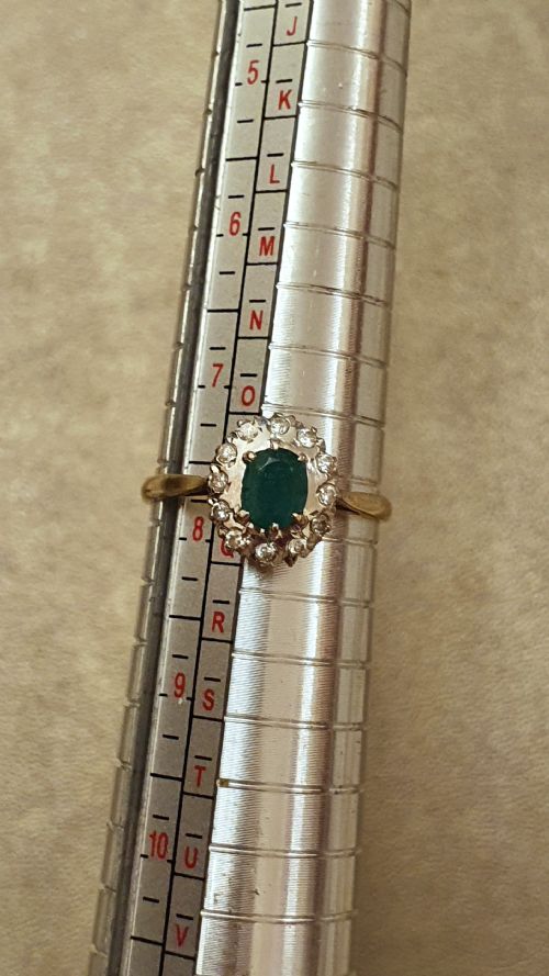 1930S ART DECO EMERALD DIAMOND PLATINUM 18CT GOLD RING SIZE P - ADDITIONAL PHOTO 3