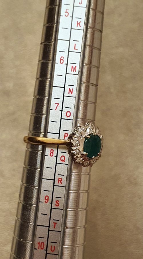 1930S ART DECO EMERALD DIAMOND PLATINUM 18CT GOLD RING SIZE P - ADDITIONAL PHOTO 4