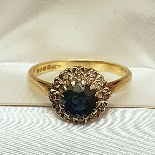 SAPPHIRE DIAMOND HALO 18CT GOLD RING SIZE M - ADDITIONAL PHOTO 3