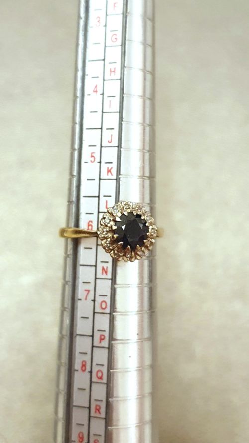 SAPPHIRE DIAMOND HALO 18CT GOLD RING SIZE M - ADDITIONAL PHOTO 8