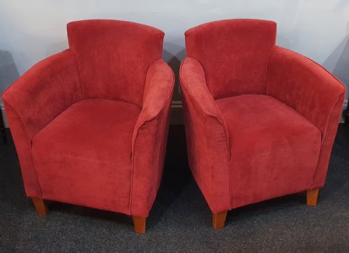 PAIR 1930S ART DECO REUPHOLSTERED LOUNGE TUB CHAIRS - ADDITIONAL PHOTO 3
