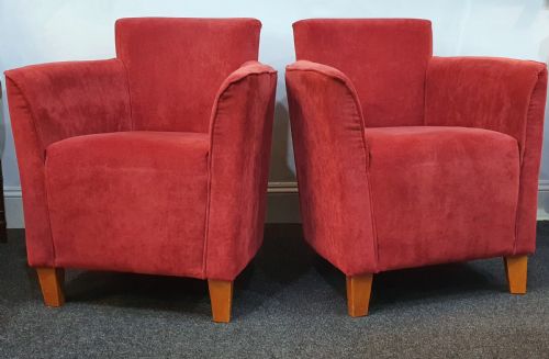 PAIR 1930S ART DECO REUPHOLSTERED LOUNGE TUB CHAIRS - ADDITIONAL PHOTO 5