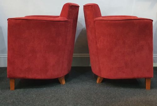 PAIR 1930S ART DECO REUPHOLSTERED LOUNGE TUB CHAIRS - ADDITIONAL PHOTO 6