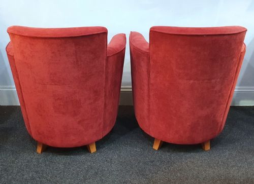 PAIR 1930S ART DECO REUPHOLSTERED LOUNGE TUB CHAIRS - ADDITIONAL PHOTO 8