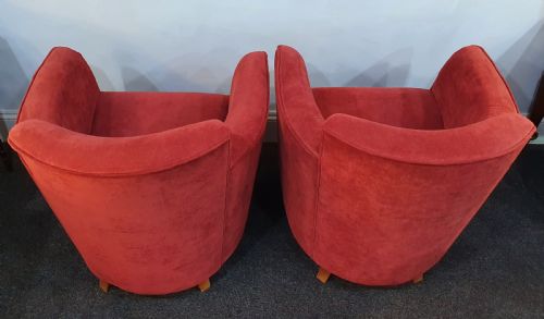 PAIR 1930S ART DECO REUPHOLSTERED LOUNGE TUB CHAIRS - ADDITIONAL PHOTO 9