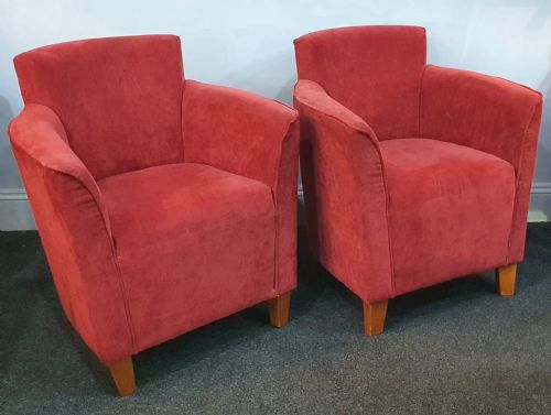 PAIR 1930S ART DECO REUPHOLSTERED LOUNGE TUB CHAIRS - ADDITIONAL PHOTO 11