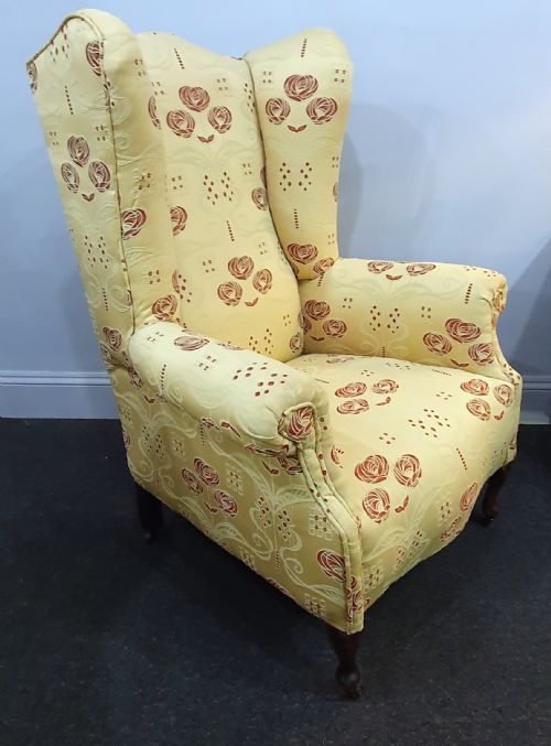 PAIR VICTORIAN HIS HERS MATCHED ARMCHAIRS REUPHOLSTERED IN CHARLES MACINTOSH STYLE FABRIC C1880 - ADDITIONAL PHOTO 10