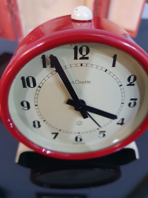 LECOULTRE CLOCK 1920S ART DECO PRE JAEGERLECOULTRE 2 DAY ALARM CLOCK ORIGINAL RED LEATHER CASE SERVICED 12 MO GUARANTEE - ADDITIONAL PHOTO 3
