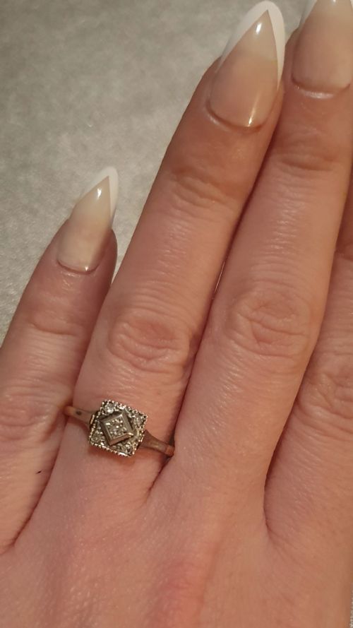 ART DECO 1920S30S GEOMETRIC PLATINUM SET DIAMOND 18CT GOLD RING SIZE O - ADDITIONAL PHOTO 6