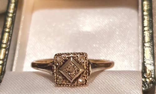 ART DECO 1920S30S GEOMETRIC PLATINUM SET DIAMOND 18CT GOLD RING SIZE O - ADDITIONAL PHOTO 8